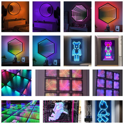 acheter Accueil Magie miroir panneau au néon infini panneau au néon LED Rgb panneau 3D verre panneau au néon fabrication en ligne