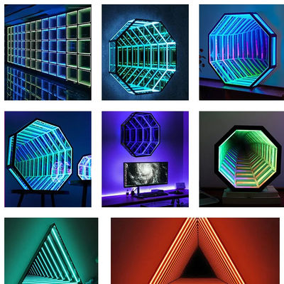 acheter 50000 heures de vie Miroir Neon Sign Octagon Infinity LED Neon Light fabrication en ligne