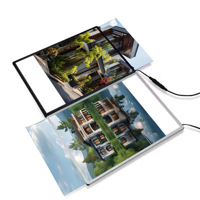 acheter Taille personnalisée Panneau de verre cadre d'affiche publicitaire LED A4 Light Box fabrication en ligne