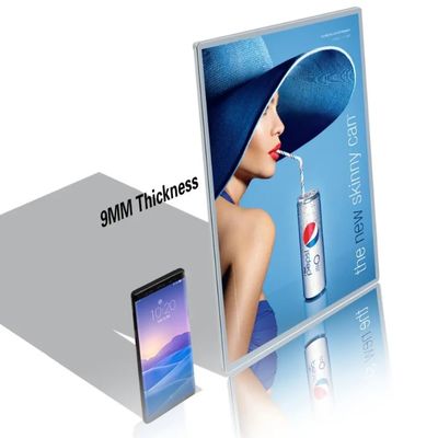 A1/A2/A3/A4 Glass LED Ultra Thin Lightbox Display Cadre d'affiche publicitaire en aluminium